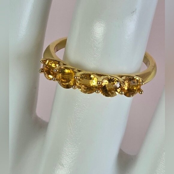 925 Sterling Silver Ring with Natural Citrine 4x4mm Gemstone - Picture 7 of 11